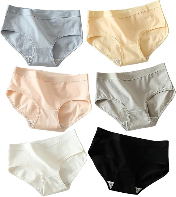 6Pcs Cotton Breathable Underwear for Teens Girls Soft Cotton Panties Underwear Womens Comfort Stretch