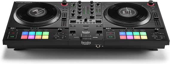 Hercules DJControl Inpulse T7, 2 Deck Motorized DJ Controller with built in STEMS Control, Serato DJ and DJUCED included | Motorized 7" spinning platters, authentic vinyl feel, dedicated Stems control, XLR outputs & Serato DJ/DJUCED support