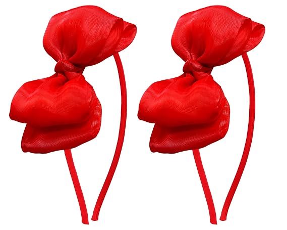 2 Pack Christmas Red Bow Ribbon Headbands for Little Girls Toddlers Cosplay Princess