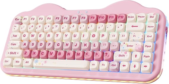 YUNZII C75 Cute 75% Wireless Mechanical Keyboard (Pink, Milk Switch)