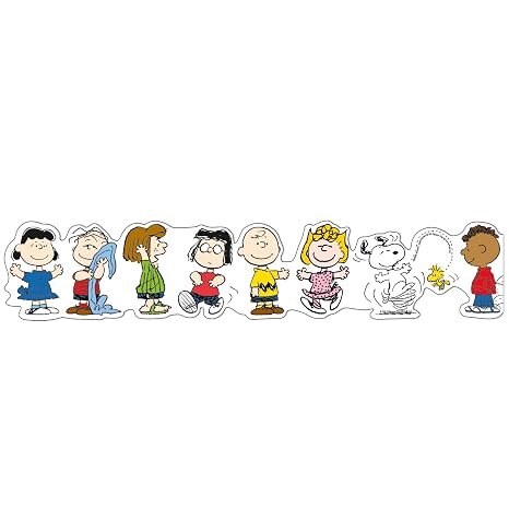 Eureka Peanuts Lineup Extra Wide Decorative Classroom and Bulletin Board Trim for Teachers, 3.25" Wide, 12 Strips for 37 Total Feet