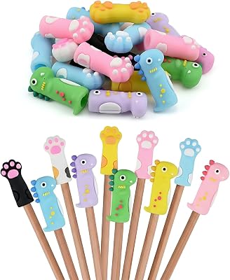 20 PCS Animal Pencil Toppers for Kids, Cute Pencil Tops Bulk, Funny Pen Caps Charms Pencils Topper Supplies, Fun Birthday Party Favors Gifts, Dinosaur & Cat Paw