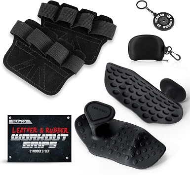 TEAWOO Anti-Slip Workout Grips, Ergonomic Palm Protection for Weight Lifting, Pull-Ups & Gym Training