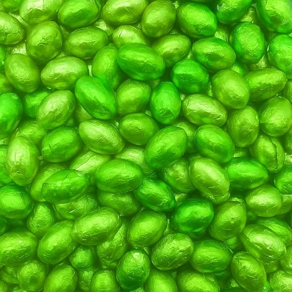 Green Solid Milk Chocolate Foil Easter Eggs x 500g (Approx 100 Eggs) - Easter Egg Hunts & Gifts