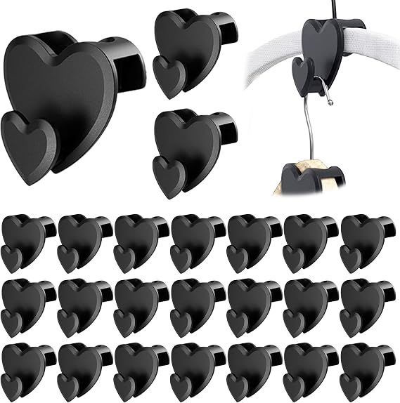 Space Saving Clothes Hanger Connector Hooks, Heavy Duty Hangers Space Saver, Durable Premium Cascading Hanger Hooks for Wardrobe Closet Organizer, 24 Pcs (Heart)