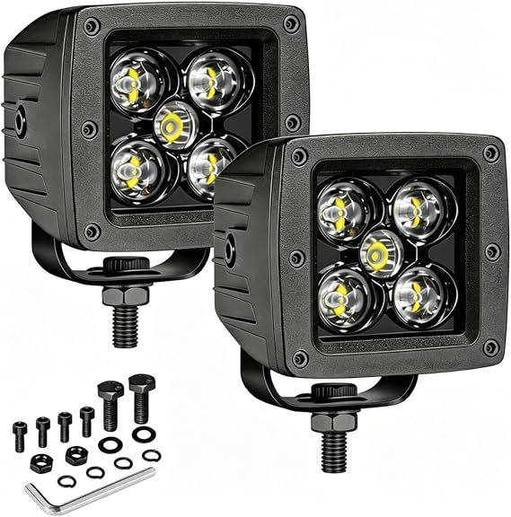 YCHOW-TECH LED Cube, 2pcs 3" 100W CREE LED Pod Spot Beam Offroad Light Super Bright Driving Work Fog Lamp Groove Reverse Light Truck Pickup UTV ATV SUV Boat 4x4 Car