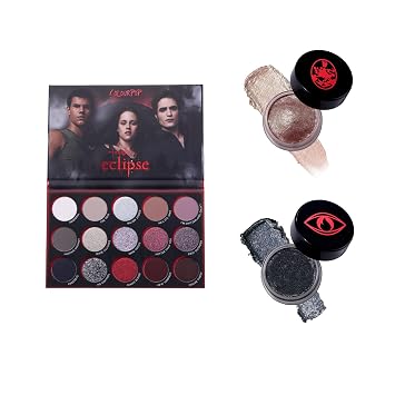 ColourPop Twilight Makeup Bundle - Eclipse Eyeshadow Palette (0.63 oz), Jelly Much Gel Eye Shadow Newborn Army (0.23 oz), Jelly Much Gel Eye Shadow Cullen Coven (0.23 oz), High-Pigment Metallic & Matt