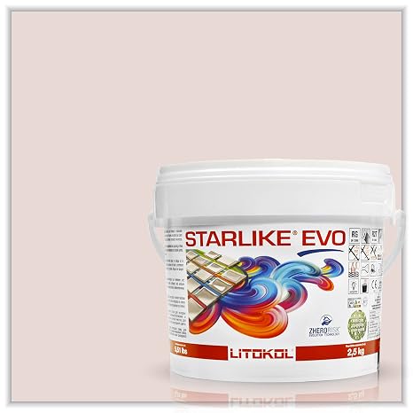 The Tile Doctor Starlike EVO - Litokol Epoxy Grout for Tile, I- For Tile in Pools, Spas, Kitchens, Bathrooms Floor or Wall Interior or Exterior Use- 202 Naturale Classic Collection 2.5 kg - 5.5 lbs