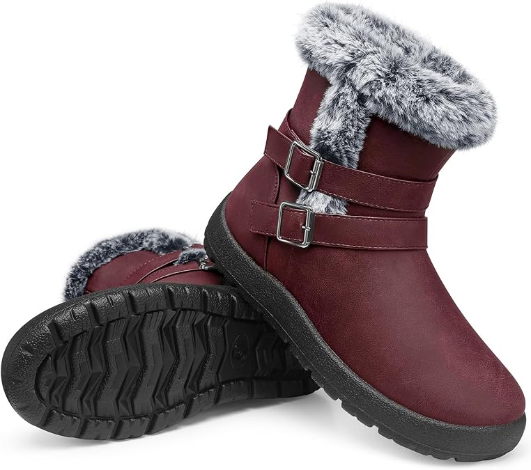 TEMOFON Women Snow Boots Waterproof: Fur Lined Warm Winter Ankle Booties