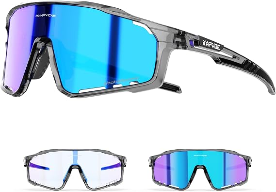 KAPVOE Photochromic Cycling Glasses Clear to Blue for Men and Women K76