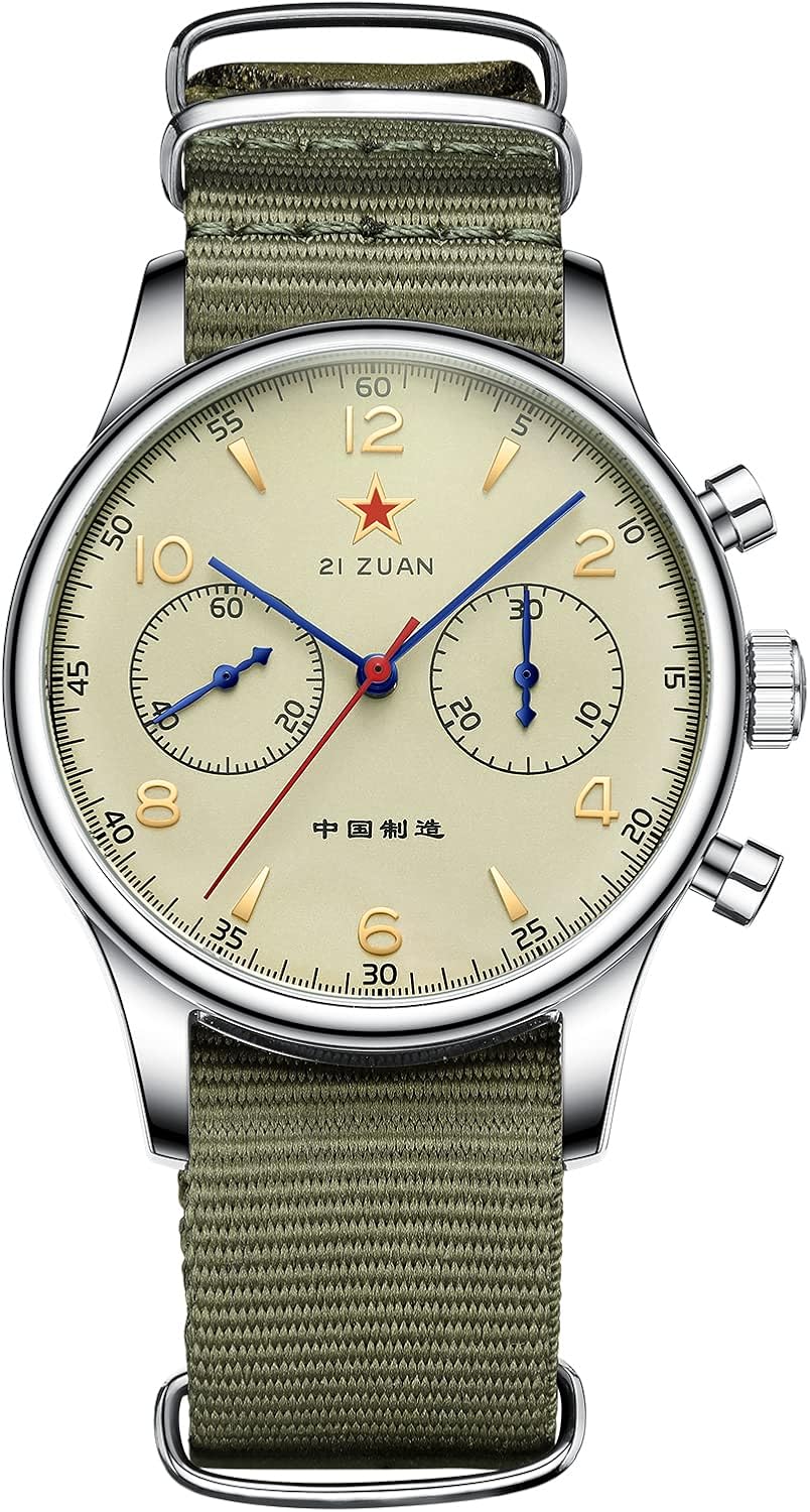 AESOP Chronograph Mechanical Men Watches ST1901 1963 Movement Manual Wind Analog Men Wristwatches Stainless Steel Sapphire Crystal Waterproof Luminous Pilot Military Watch