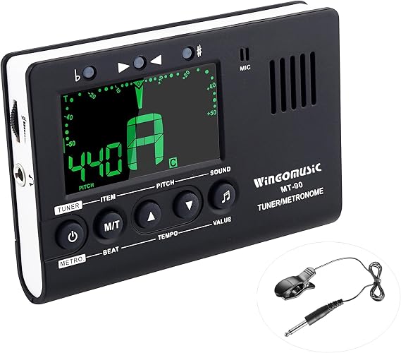 WINGO Digital Metronome Tuner 3in1 for Chromatic/Guitar/Bass/Ukulele/Violin | Pickup & Battery Included, Easy to Use for Practice