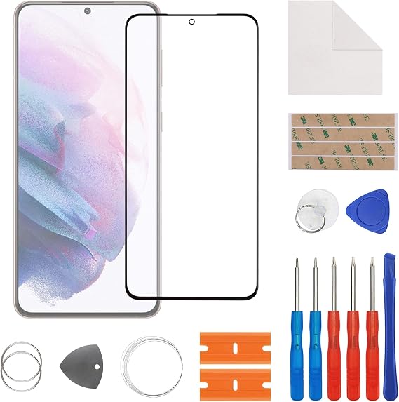 New Front Outer Lens Glass Screen Replacement for Sam Galaxy S21 Plus with Free Repair Tools Kit.