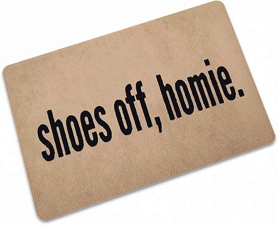 ATOLY Shoes Off Homie Doormat Floor Mat Carpet, Machine Washable Low-Profile Inside Floor Mat Door Rugs for Entryway, Indoor/Outdoor/Front Door,15.7 X 23.6 Inches, Brown
