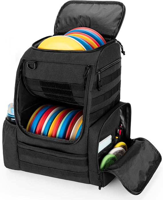 DSLEAF Disc Golf Bag with 24-26 Discs Capacity, Disc Golf Backpack, Black