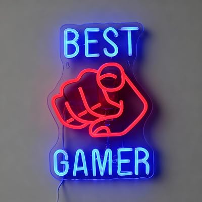 Best Gamer Neon Light - Victorious & Bold LED Wall Sign for Gaming Setup, Esports Room & Man Cave Decor, Dimmable USB with Hanging Kit, Ultimate Triumph Gift for Champions & Players