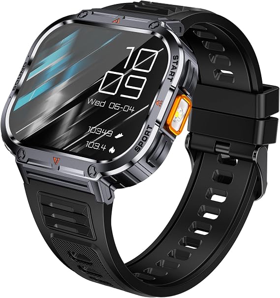 Smart Watch Answer/Make Calls Sports Modes Outdoor Flashlight Military Smart Watches for Men Heart Rate Sleep Monitor Message Reminder Music Control