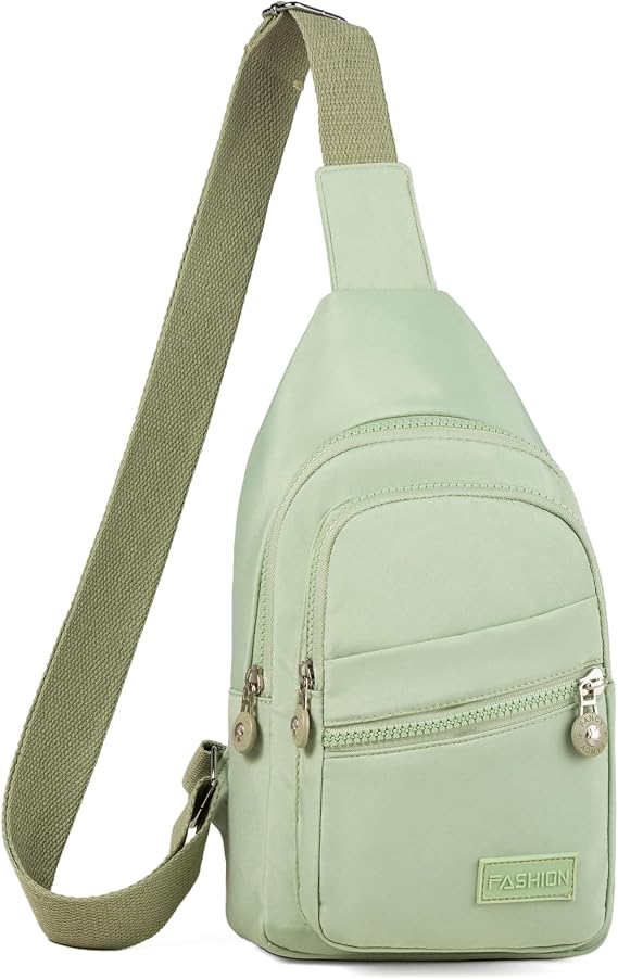 Banelu Small Sling Backpack Crossbody Bags for Women Men, Small Sling Bag Cross Body Bag Fanny Packs Crossbody Purses - Lights Green