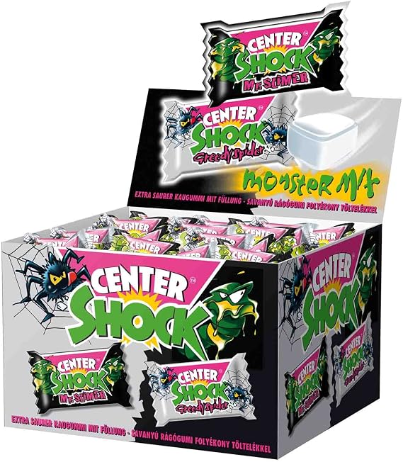 Center Shock Monster Mix Box of 100 Filled Chewing Gums Extra Sour - imported by DFB