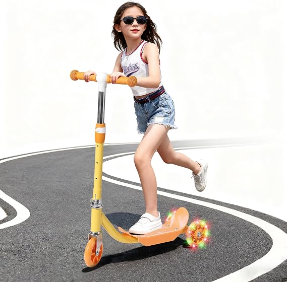 Kids Scooter: LED Lighted 3 Wheel Scooters for Kids 2-5,3 Adjustable Height Handlebar, Anti-Slip Deck,Heavy Duty Metal Scooters for Boys Girls Ages 3-5, up to 110 Lbs,Toddler Kick Scooter 2 Year