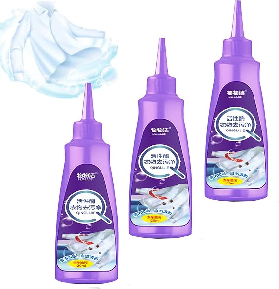 Active Enzyme Laundry Stain Remover, Active Enzyme Clothing Stain Remover, Active Enzyme Laundry Stain Remover - White Shirt Guardian, Clothing Quick Laundry Dry Cleaner (3Pcs Purple)