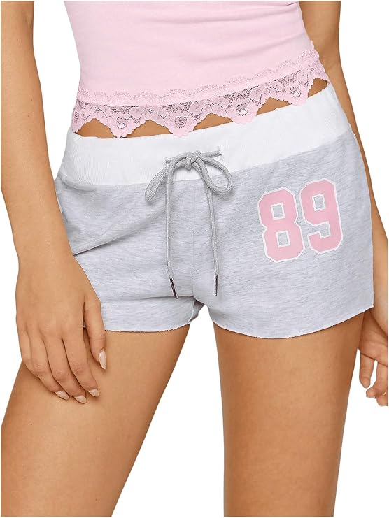 WDIRARA Women's Micro Shorts Number Graphic Low Waist Booty Track Shorts