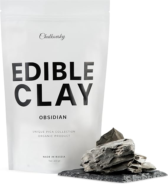 Obsidian Edible Clay - Crispy Clay Chunks for Eating - Edible Chalk for Pica Cravings, Unique Pica ASMR Collection- Ready-to-Eat Clay - Carefully Selected Edible Dirt Bites - 7 Oz (200gr)