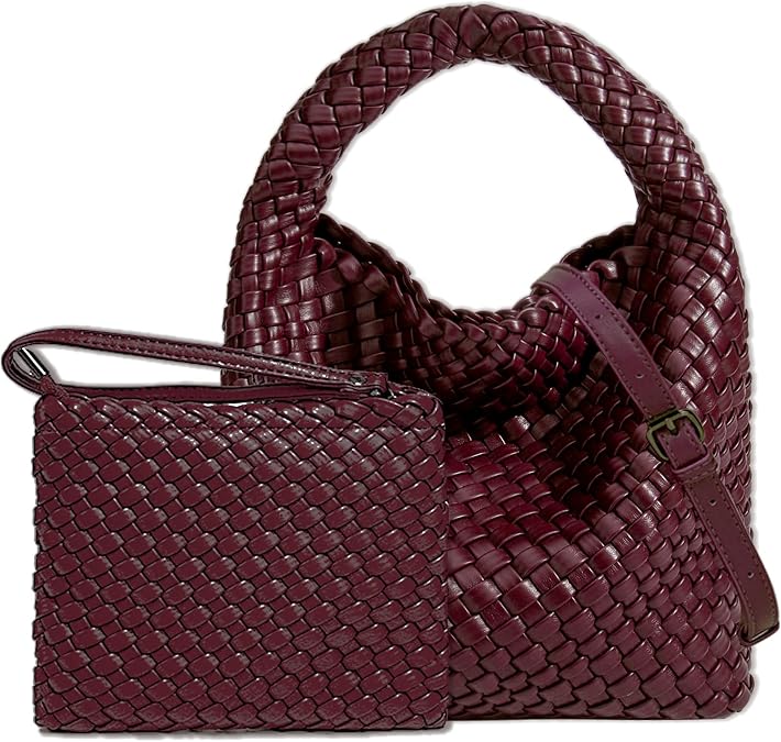 JINMANXUE Small Woven Bag for Women Cute Hobo Tote Handbag Mini Clutch Purse Vegan Leather Crossbody Shoulder Handmade Bags