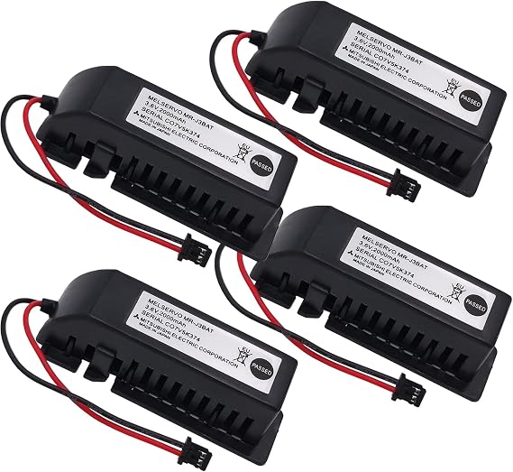 (4 Pack) MR-J3BAT 3.6V PLC Replacement Battery for Mitsubishi ER6VC119A/B MELSERVO M70 ER6V