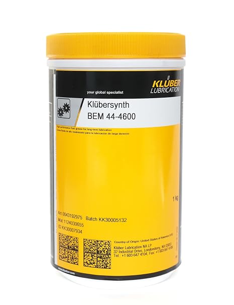Kluber Lubrication KLUBERSYNTH BEM 44-4600 for Industrial Equipment, Machine Tools, Heavy Industry Equipment, Robotics, Chemical and Agricultural Machinery 1 Kg Can