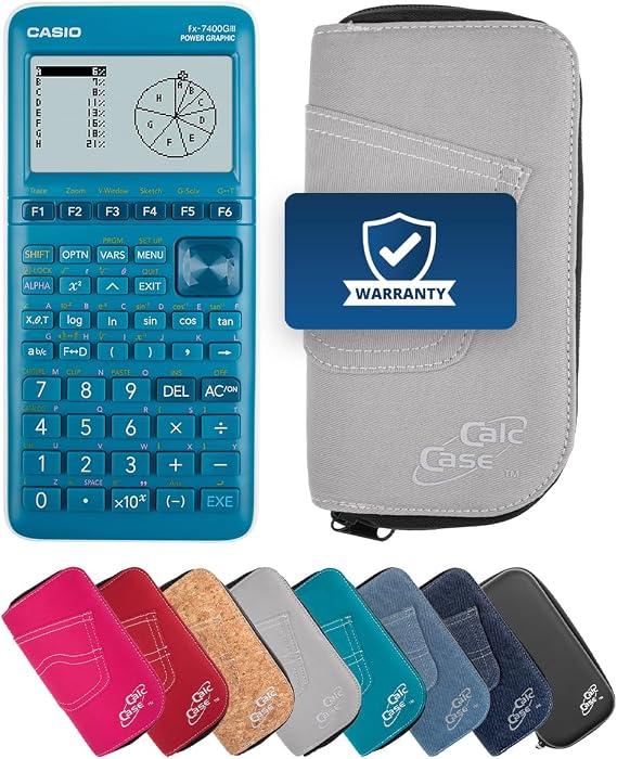 Casio FX-7400GIII with CalcCase Protective Case - Graphing Calculator - Basic Set (Light Grey)