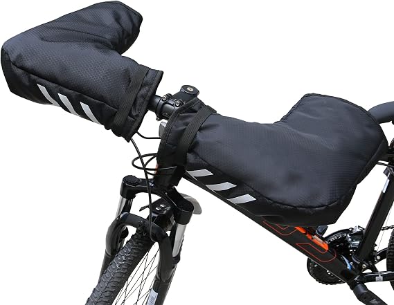 E Bike Accessories for Adult Bikes Gloves Mitts Waterproof Bicycle Bar Warmer Extreme Cold Weather Mountain Commuter MTB Fat Covers Cyclist Pogies Mittens Winter Outdoor Cycling Black