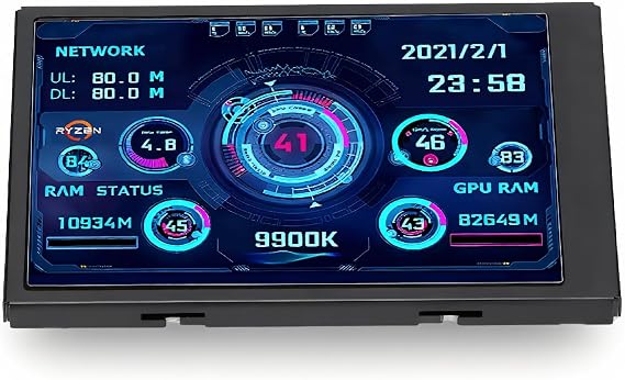 3.5in IPS USB PC Temperature Display Screen | Mini Sensor Panel Monitor with 320x480 Resolution, Real Time CPU GPU Data Tracker for Gaming Rigs, Workstations
