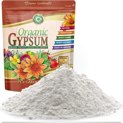 Organic Gypsum Powder 10LB - Made in USA - OMRI Listed - Calcium Sulfate Dihydrate - Garden Soil Amendment Fertilizer for Lawns, Plants, Mushroom Cultivation. Calcium & Sulfur. Cures Blossom End Rot