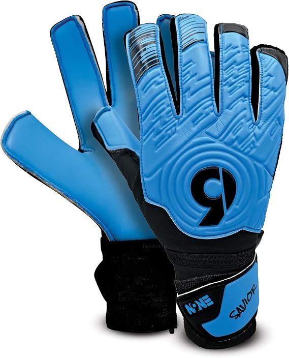 NINE Goalkeeper Gloves with Strong Grip, Extra Wrist Stability & Eco-Friendly Design with Spanish Latex Padded Goalie Gloves for Kids, Youth, Men & Women
