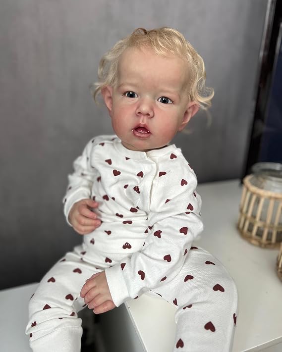 Pinky Reborn 20inch 50cm Boy Realistic Reborn Baby Full Body Silicone Toddler Doll with Eyes Open, Handmade Newborn Baby Dolls Looks Like A Real Babies White