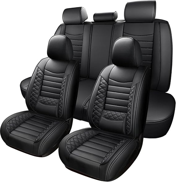 Car Seat Covers for Volvo V50 2005-2010 2011, Premium Waterproof Breathable Leather Seat Cover for Car 5 Seats Full Set, Airbag Compatible Auto Seat Cover Cushions(Black)