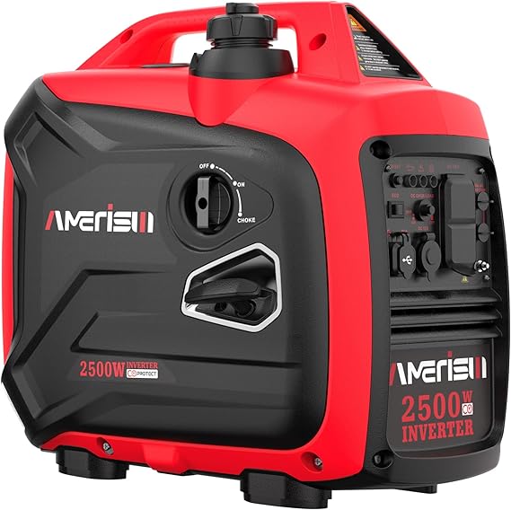 AMERISUN 2500 Watt Portable Inverter Generator with CO Sensor and Quiet Technology for Camping, Tailgating (AM5020C)