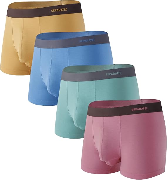 Separatec Mens Underwear Rayon Made from Bamboo Underwear Men, 3.5-Inch Legs Breathable Trunks for Men, 4 Pack