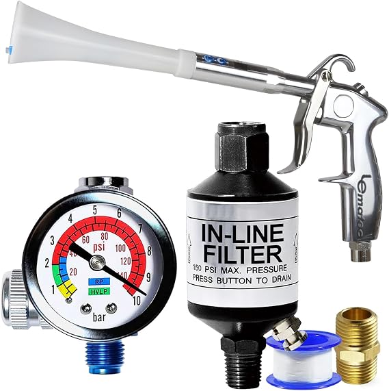 LE LEMATEC Air Blow Gun, Regulator & Moisture Filter Set for Detailing