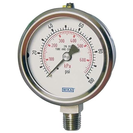 Wika Bourdon Tube Pressure Gauge, 0 to 200 psi, 2.5 (in) Dial, 1/4 NPT(M)