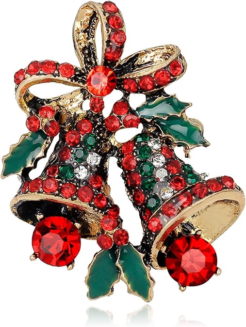 Christmas Pins,Christmas Brooches for Women,Rhinestone Crystal Christmas Pins,Cute Snowman Bells Christmas Trees Santa Claus Candy Cane Jewelry Pins, Christmas Jewelry for Women Xmas Decoration