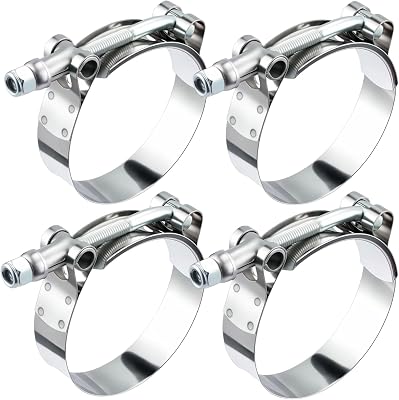 EVIL ENERGY 3 Inch T-Bolt Hose Clamps, Stainless Steel 304 Turbo Intake Clamps, 77-85mm Adjustable Range for 3 Hose ID, Intercooler Radiator Pipe Clamps for Silicone Coolant Hoses, 4PCS