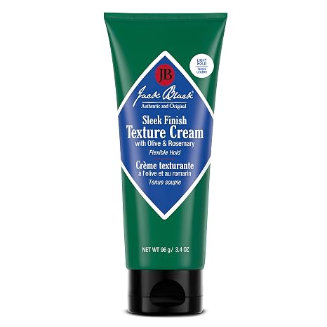 Jack Black Sleek Finish Texture Cream, 3.4 Oz. Hair Styling Cream for Men & Women, Hair Texturizer for Dry to Normal Coarse, Thick, or Wavy Hair, Fragrance-Free Hair Lotion, Hair Product