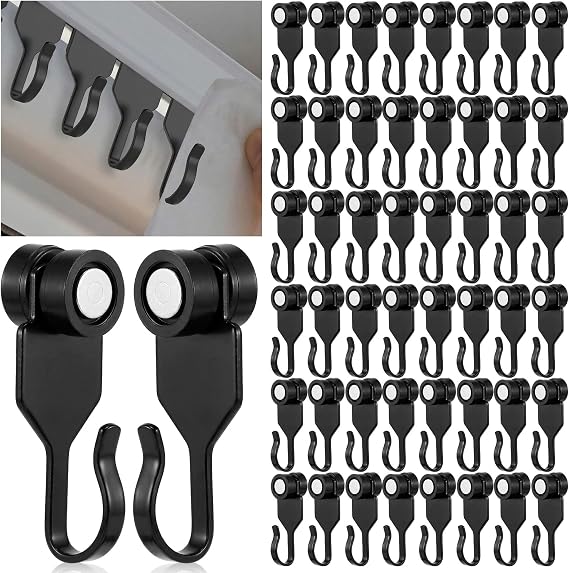AceOrbit 50 Pcs Gazebo Curtain Hooks Slide Curtain Track Hook, Black