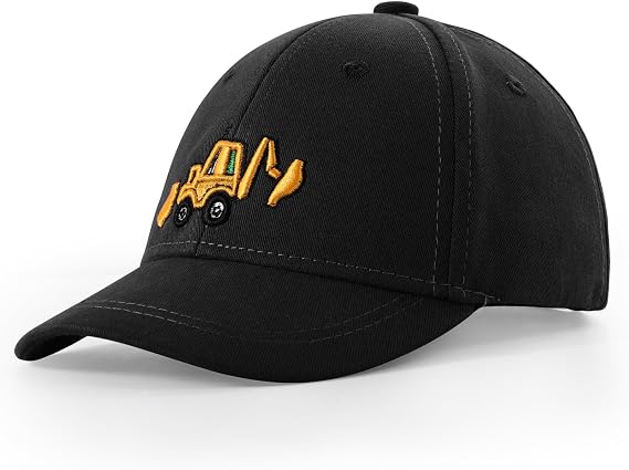 Embroidered Baseball Hat for Boys Girls, Toddler Baseball Caps Adjustable Vintage Excavator Trucker Hats, Age 2-5