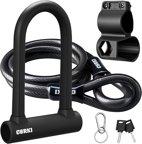 Corki Bike Lock Heavy Duty Anti Theft with 5ft Cable Bicycle U Lock