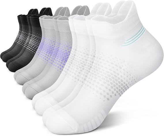 PAPLUS Ankle Compression Socks for Women, 6 Pairs Cushioned Running Socks