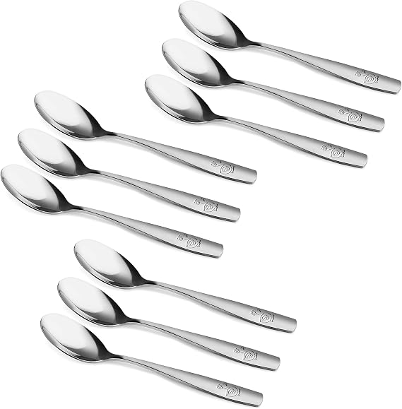 9 Piece Stainless Steel Kids Spoons - Kids Cutlery, Child and Toddler Safe Flatware, Ideal for Home and Preschools