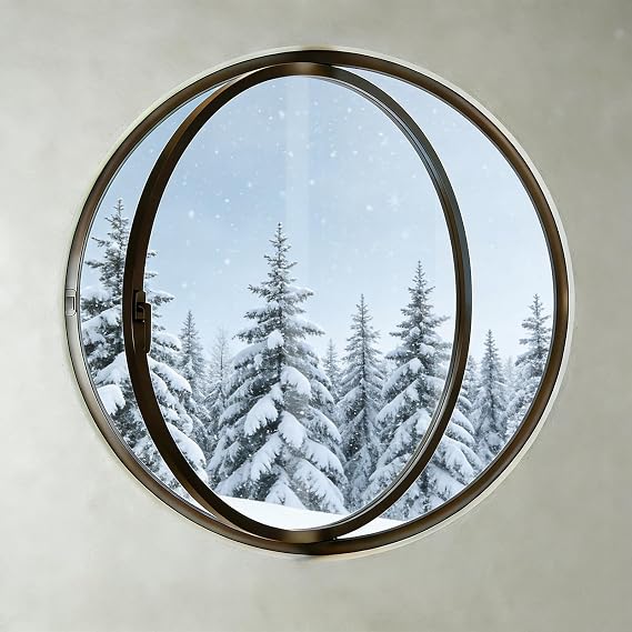Round Window with Central Pivot,Shed Windows,Modern Aluminum Frame Tempered Glass,Casement Windows,Sliding Windows for Bathroom,Basement,Garage Ventilation,360 Rotating(Black-A,100cm/39.4in)
